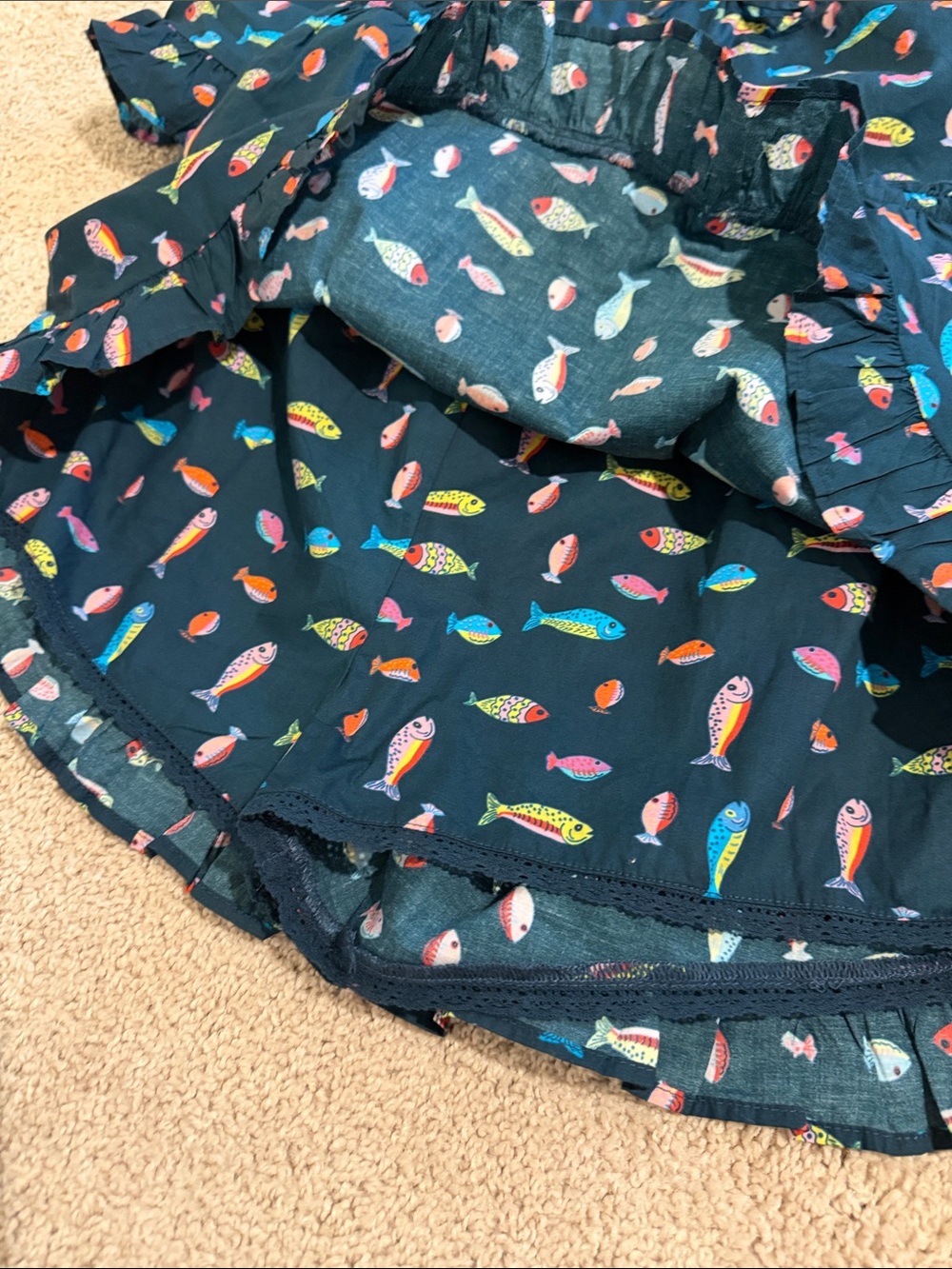 Free People Black Mini Skirt with Multicolor Fish Print - Picture 2 of 3